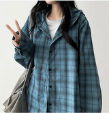 リーマンサマーチェックフーディドシャツサザン