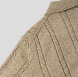 All-Day Cable Pattern Two-Button Collar Knit