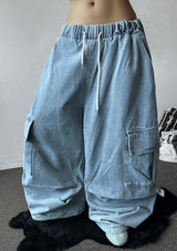Eve Parachute Cargo Balloon Denim Pants 3color