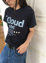 バル ドット レタリング セミクロップ ショートスリーブ Tシャツ