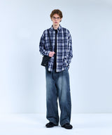 87-STAN080 Neutral Farm OverFit Pocket Long-Sleeved Check Shirt