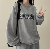 モコチェックエンブロイダリールーズフィットスウェットシャツ