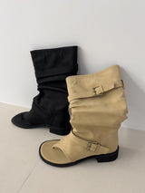 Two-buckle open-toe flip-flop boots