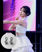 [fromis_9 Jiheon Earrings] デイリーリボン&モダンハートピアス - シルバーカラー
