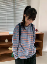 [ユニセックス] キューバオーバーストライプロングスリーブTシャツ