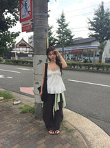 Soven Curved Balloon Cotton Wide Pants