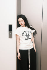 Devil Applique Tshirts Slim Fit Ivory
