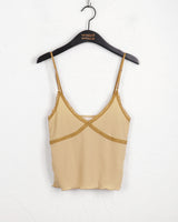 Keyless color combination lace ribbed bustier tank top
