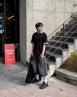 Dera Side Snap Bermuda Denim Pants