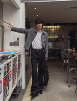 Media Rib Flare Denim Pants