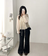 Poen puff string frilled blouse