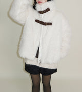 Rachel Two-Belt Detail Short Length Fur Jacket (Lining Quilted)