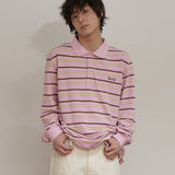ストライプロゴピケロングスリーブTシャツ