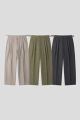 ラッピングリネンツータックワイドスラックス (3 color)
