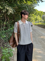 [Premium] Dail boucle stripe collar knit