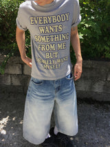 Rope Light Washing Bermuda Denim Pants