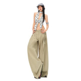 Tie-Detail Puddle Wide-Leg Pants