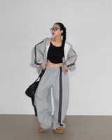 Breeze napping track Oversized-fit hooded zip-up