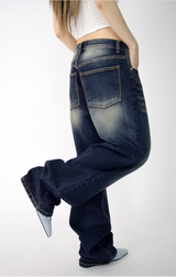 (UNISEX)フォールブルーデニムパンツ