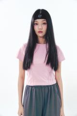 Heart Logo Shirring Detail Top Pink