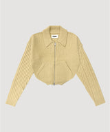 CUTTING DOUBLE ZIP KNIT CARDIGAN