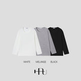 [HFORUS MADE]Forus ニットプリーツUネックロングスリーブス イン メランジ