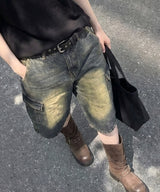 ユージュアル ウォッシングバミューダカーゴデニムパンツ- 5カラー