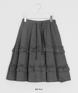 Chiyo Check Frill Tiered Midi Skirt