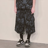 tiedye capri cargo shorts_black