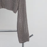 Bonhe See-Through Knit Hooded Zip-Up