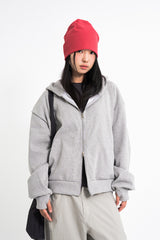 Lowell crop fingerhole hood zip-up