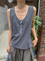 Libe Vintage Button Layered Sleeveless