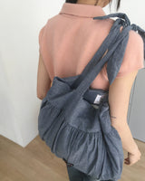 Mendel vintage dot cotton shirring shoulder bag