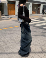 Back pocket mega denim pants