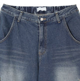 パファーバルーンハーフバンドデニムパンツ