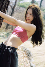 Back Tunnel Bra Top (Magenta pink)