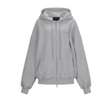 [mnem] Cozy Pintuck Hoodie Zip-Up (gray)