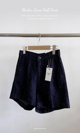 Marlo Linen Raw Denim 3/4-Length Shorts 1 Color