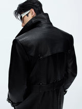 Deconstructed Croc Print Leather Trench