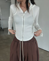 Kind zipper ribbed slim hoodie zip-up