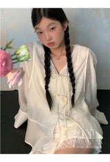 Lily frill shirring lace skirt