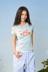 ウォーターカラードッググラフィックTシャツ