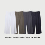 LMN Ries Deep One Tuck Back Banding Wool Wide Slacks (4 colors)