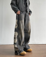 Destroyed Camouflage Denim Pants