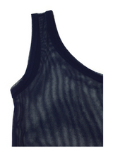 one shoulder mesh sleeveless(2color)