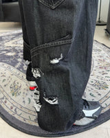 Pale Fold Damage Raw Denim