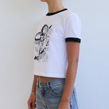 DRAGON Ringer Crop T-Shirt (WHITE)