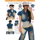 BETWEENAND Summer Retro Minimalist Denim Vest, Short-Sleeve Top for Women – New 2026 Outerwear with Free Badge