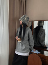 오버핏 라운드넥 울 니트