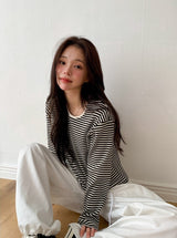 LMボーダーリブルーズラウンドTシャツ (3color)